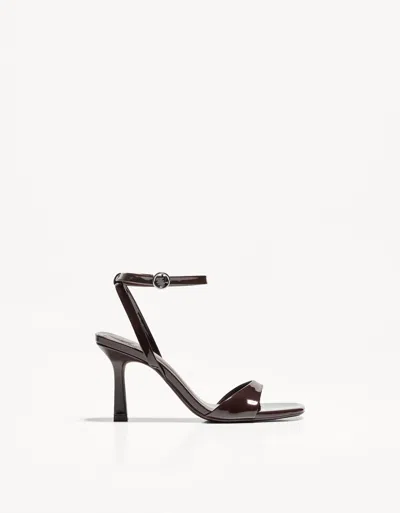Bershka High-heel Sandals With Ankle Strap In Black