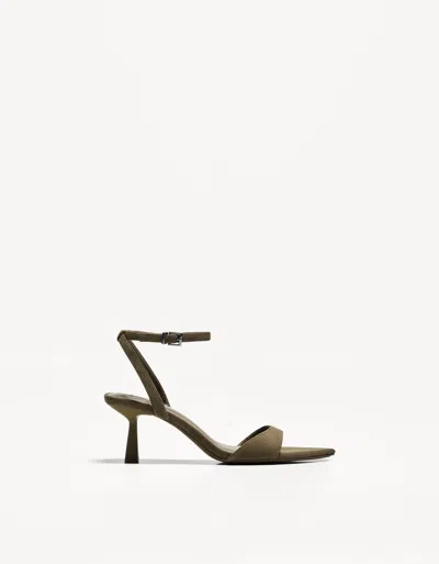 Bershka High-heel Sandals With Ankle Strap In Brown
