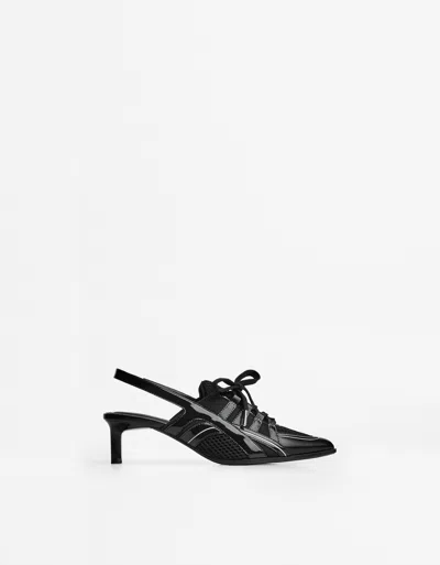 Bershka High-heel Slingback Soccer Shoes In Black