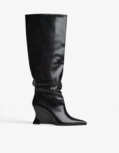 Bershka High-heel Wedge Boots In Black