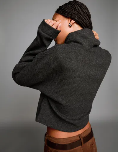 Bershka High Neck Ribbed Sweater In Black