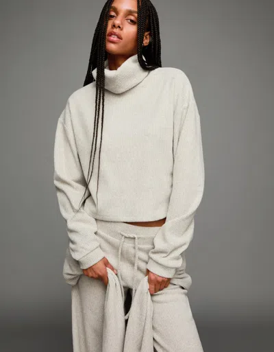 Bershka High Neck Ribbed Sweater In White