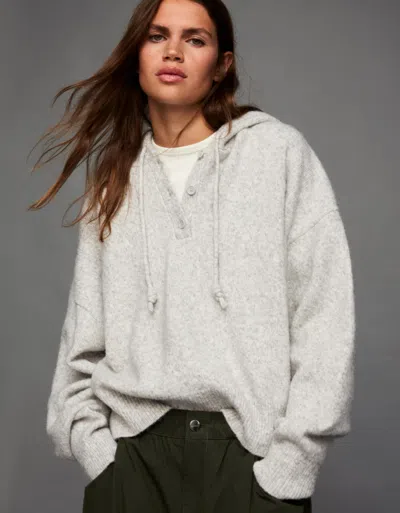Bershka Hooded Sweater In White