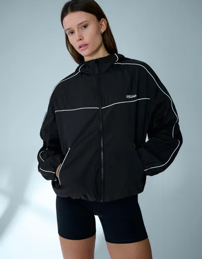 Bershka Hooded Technical Jacket In Black
