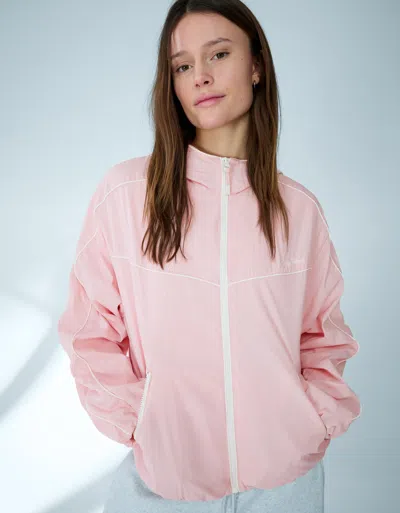 Bershka Hooded Technical Jacket In Pink