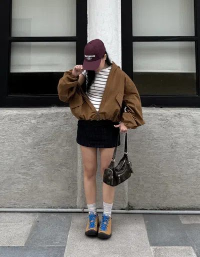 Bershka Hoodie Jacket In Brown