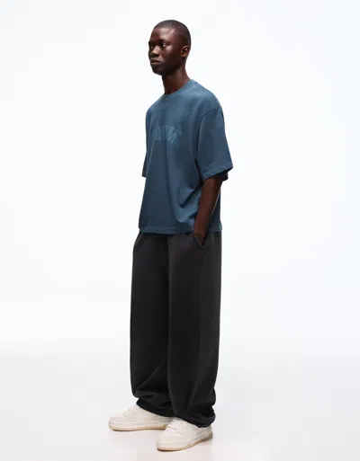 Bershka Interlock Balloon Fit Trousers In Gray