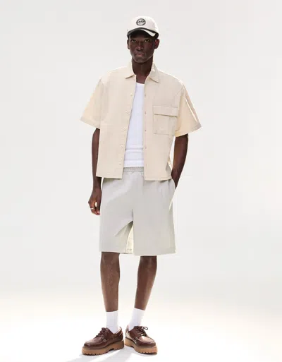 Bershka Interlock Bermuda Shorts In Gray