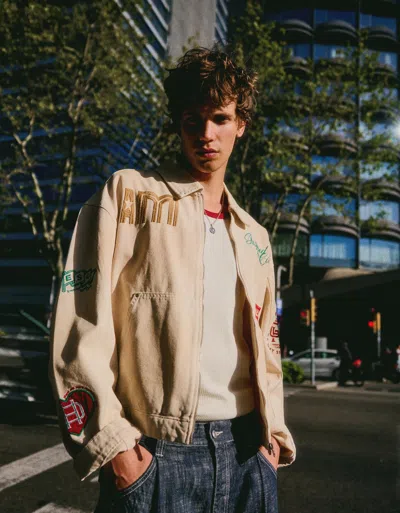 Bershka Jacket With Patches In Neutral
