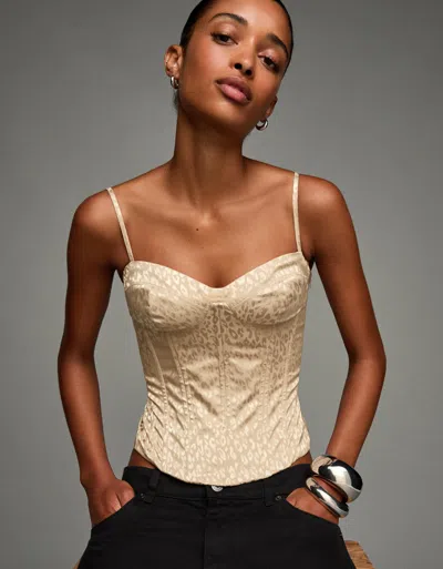 Bershka Jacquard Corset Top In White