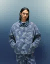 Bershka Jacquard Denim Jacket In Blue