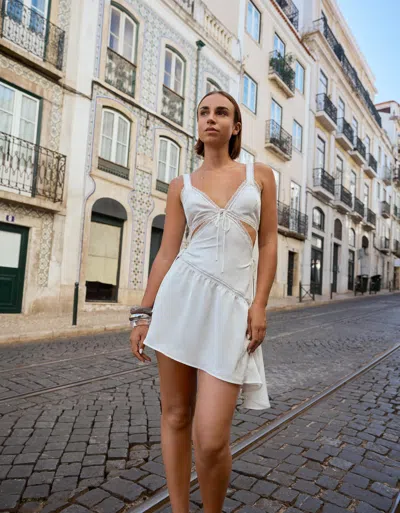 Bershka Jacquard Mini Dress In White