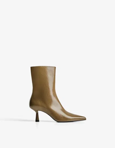 Bershka Kitten Heel Ankle Boots In Brown