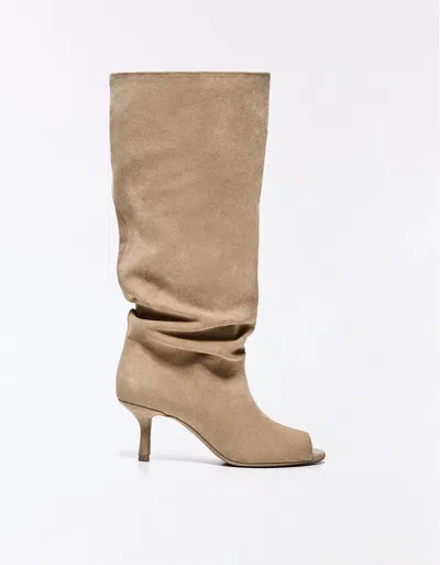 Bershka Kitten-heel Boots With Opening In Multi
