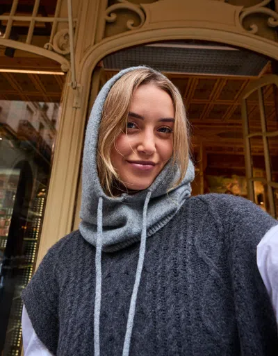 Bershka Knit Balaclava In Gray