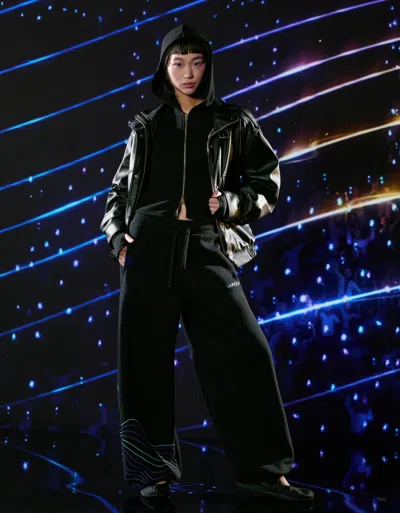 Bershka Kpop Demon Hunters Huntr/x Plush Barrel Print Trousers In Multi