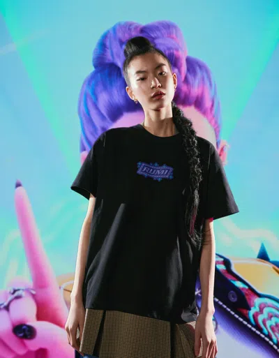 Bershka Kpop Demon Hunters Huntr/x Print Short Sleeve T-shirt In Blue