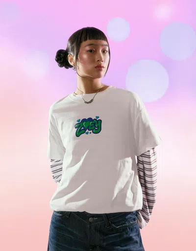 Bershka Kpop Demon Hunters Huntr/x Print Short Sleeve T-shirt In White