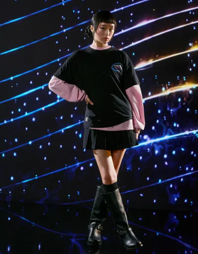 Bershka Kpop Demon Hunters Saja Boys Short Sleeve Digital Filter Print T-shirt In Black