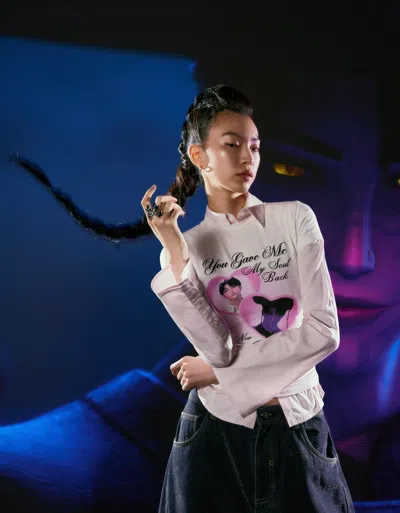 Bershka Kpop Demon Hunters Saja Boys Short Sleeve Print T-shirt In White