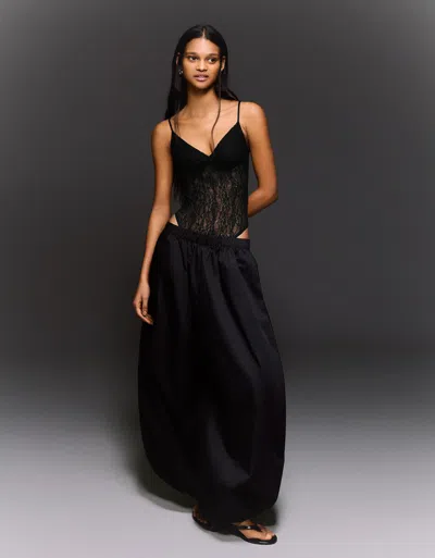 Bershka Lace Strap Bodysuit In Black