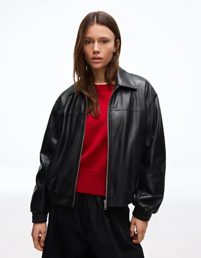 Bershka Leather Effect Jacket In Black