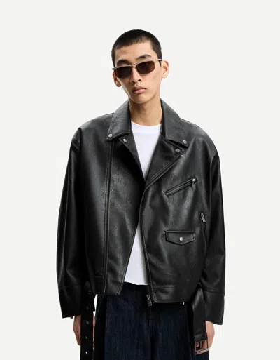 Bershka Leather Effect Jacket In Black