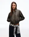 Bershka Leather Effect Jacket In Brown