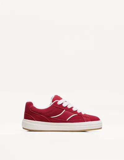 Bershka Leather Skater Sneakers In Red
