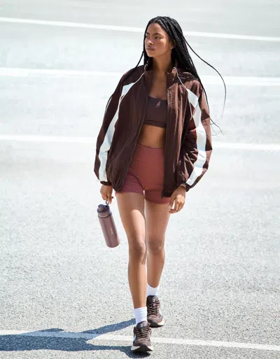 Bershka Lightweight Zip-up Sweatshirt In Brown