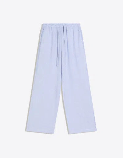 Bershka Linen Blend Pants With An Elastic Waistband In Blue