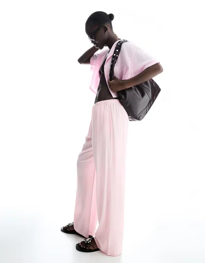 Bershka Linen Blend Pants With An Elastic Waistband In Multi