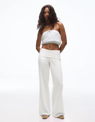 Bershka Linen Blend Trousers In White