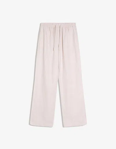 Bershka Linen Blend Trousers With An Elasticated Waistband In Nude