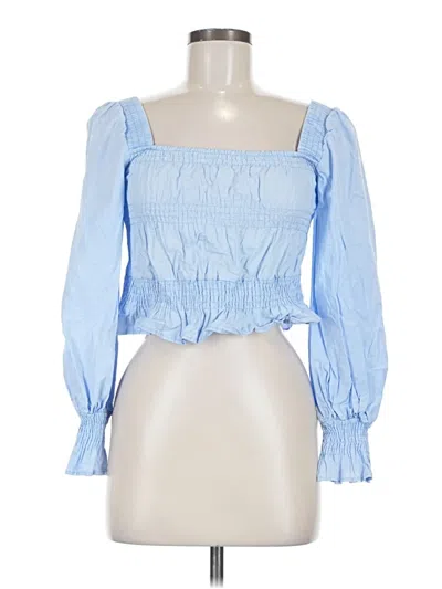Pre-owned Bershka Long Sleeve Blouse In Blue