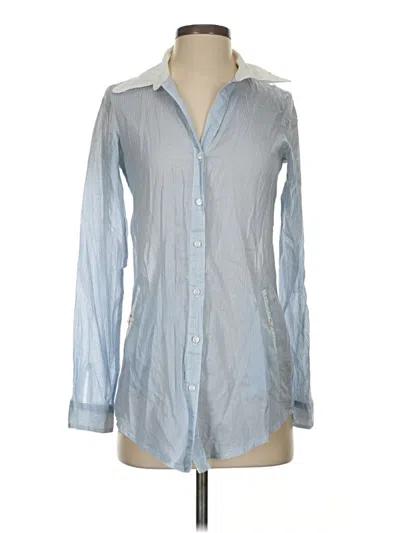 Pre-owned Bershka Long Sleeve Button Down Shirt In Blue