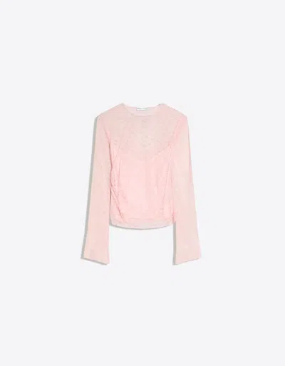 Bershka Long Sleeve Lace T-shirt In Pink
