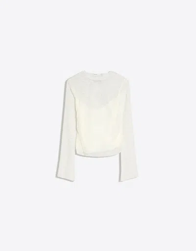Bershka Long Sleeve Lace T-shirt In White