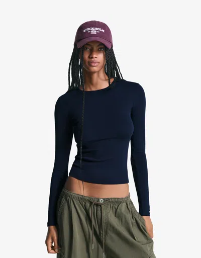 Bershka Long Sleeve T-shirt In Blue