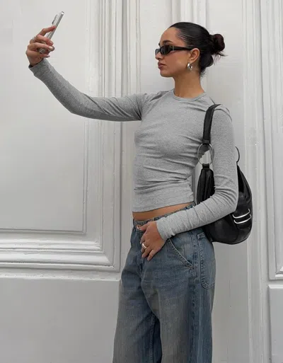 Bershka Long Sleeve T-shirt In Gray