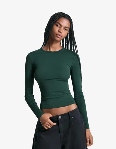 Bershka Long Sleeve T-shirt In Green