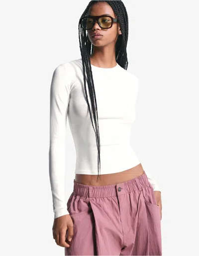 Bershka Long Sleeve T-shirt In White