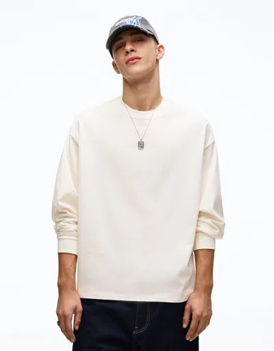 Bershka Long Sleeve T-shirt In White
