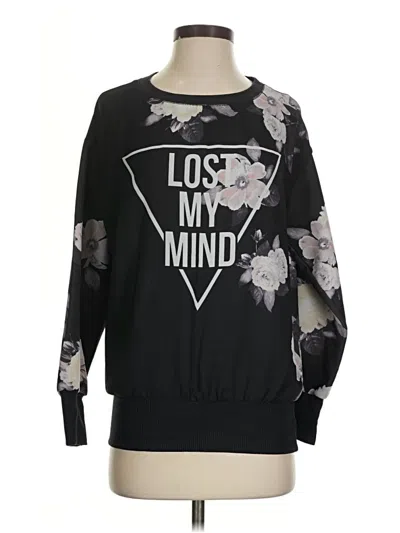 Pre-owned Bershka Long Sleeve Top Black Crew Neck Tops