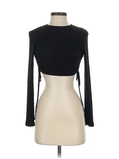 Pre-owned Bershka Long Sleeve Top Black Keyhole Neckline Tops