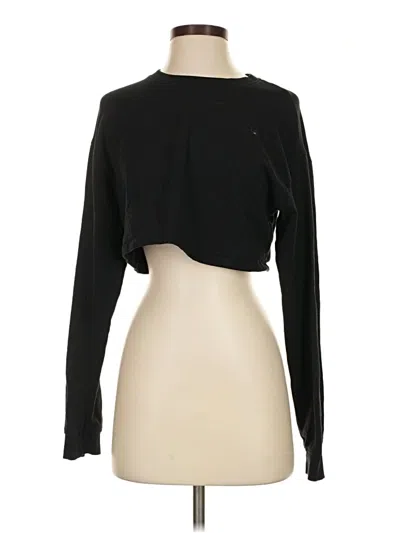 Pre-owned Bershka Long Sleeve Top Black Mock Neckline Tops