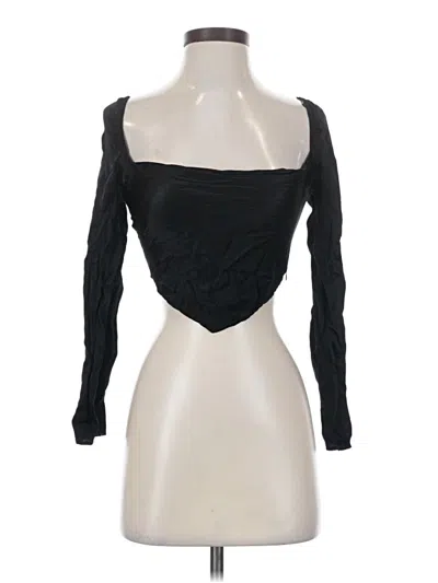 Pre-owned Bershka Long Sleeve Top Black One Shoulder Neckline Tops