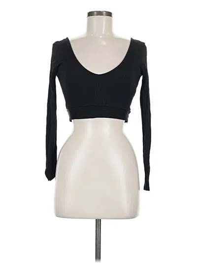 Pre-owned Bershka Long Sleeve Top Black Sweetheart Neckline Tops