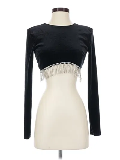 Pre-owned Bershka Long Sleeve Top Black Sweetheart Neckline Tops