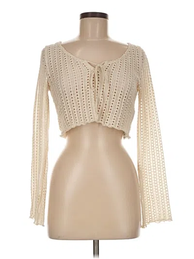 Pre-owned Bershka Long Sleeve Top Ivory Sweetheart Neckline Tops